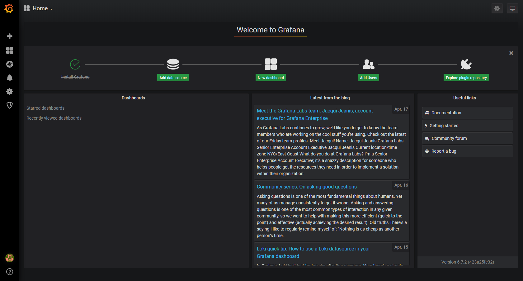 Grafana with black background