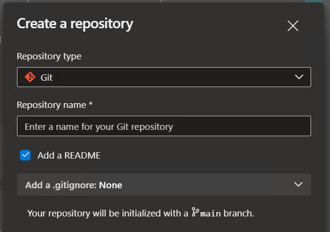 Azure DevOps - Create new repository