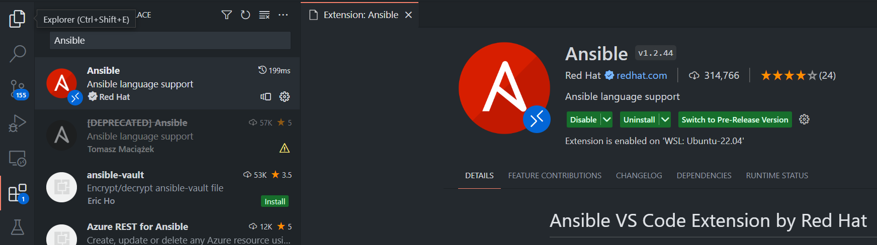 VScode Marketplace Ansible Extension