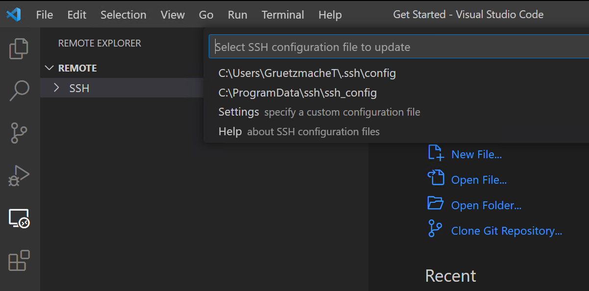 VScode Remote SSH configuration