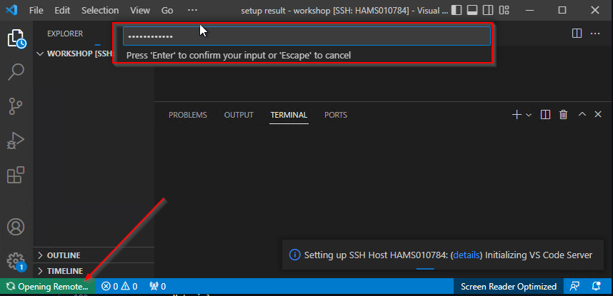 VScode Remote SSH connection